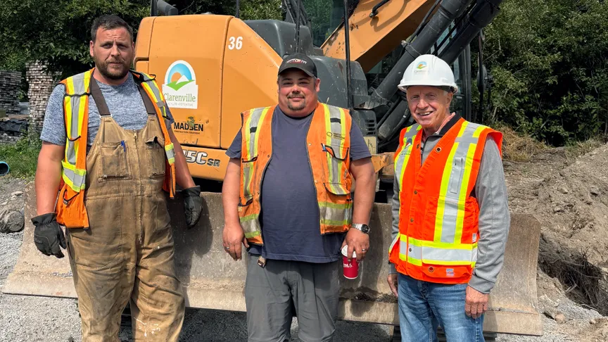 John Pickett Visiting Clarenville Public Works staff